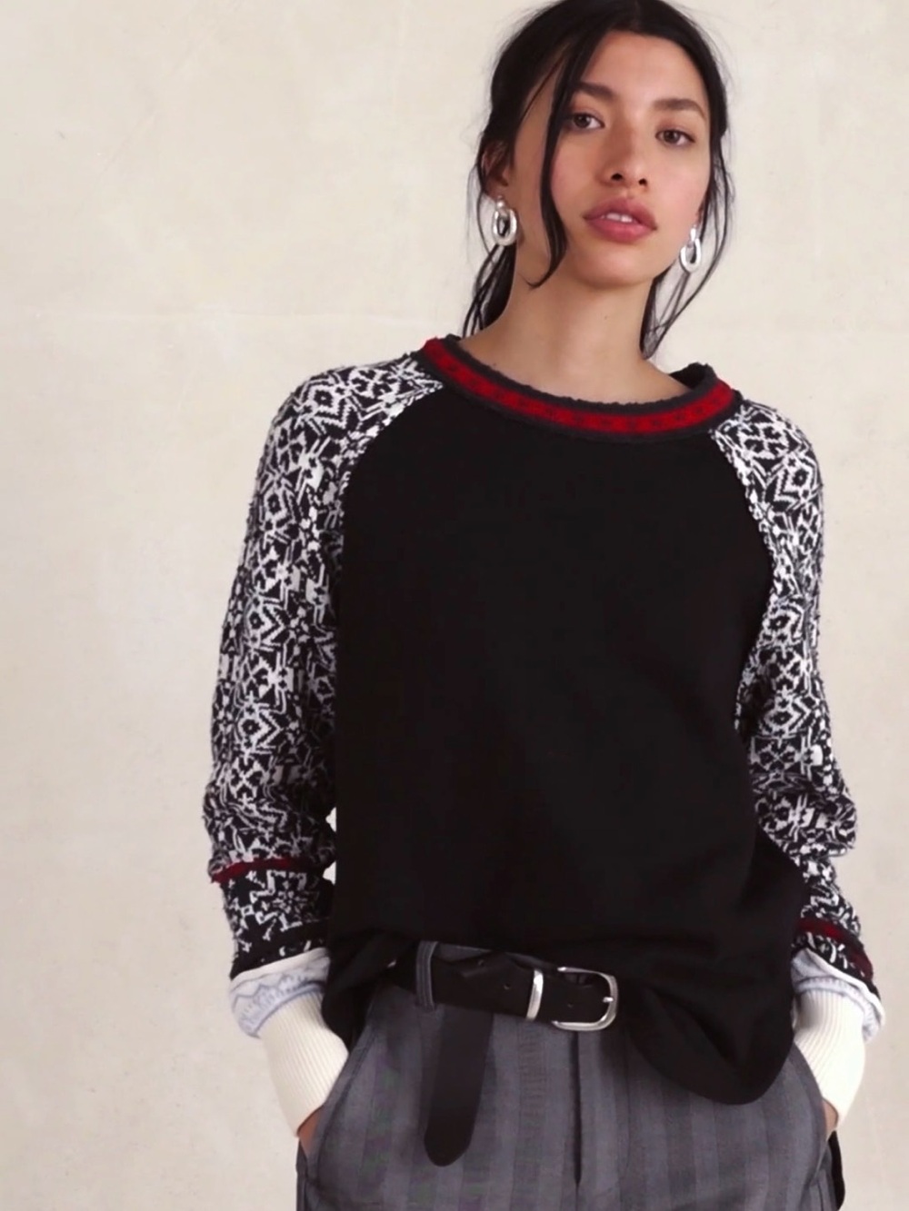 NWT We The Free Waffle knit Cuff Pullover XS / Oversized Long Sleeve Knit Top - Picture 4 of 7